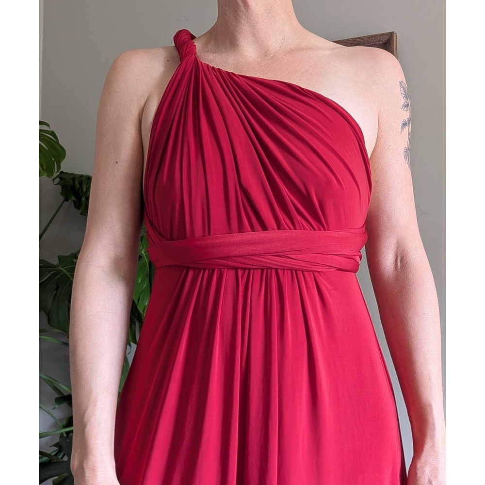 Vintage Red Infinity Dress Convertible Transformer Maxi Multi Way Bridesmaid - Picture 10 of 16